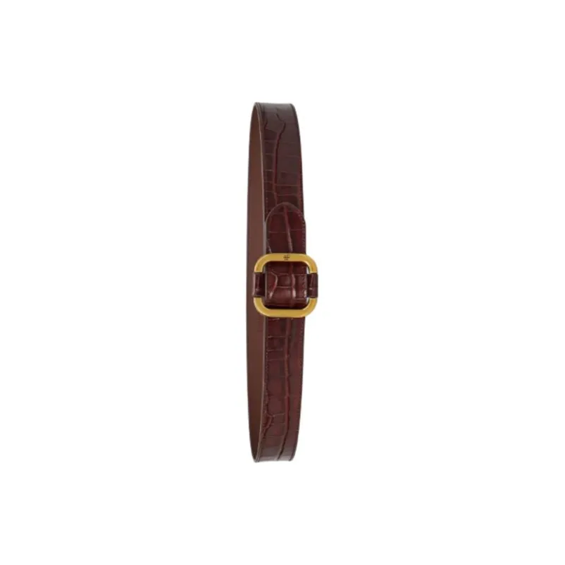 Ralph Lauren Cow Leather Leather Belts Women's Dark Red Brown Width 4.4cm-1