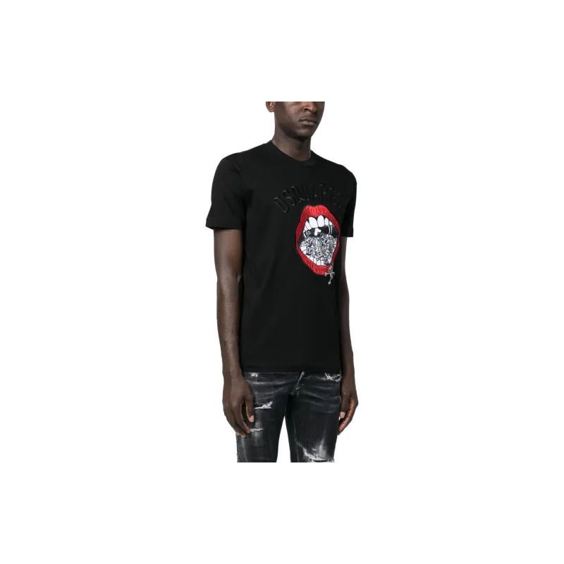 DSQUARED 2 Graphic Embroidered Crewneck T Shirt-4