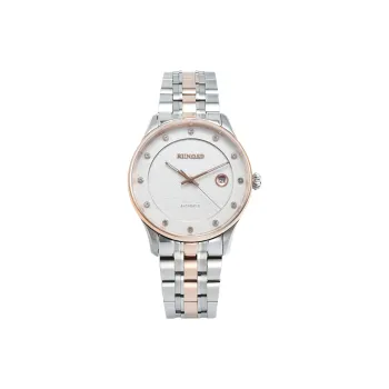 RUNOSD Mechanical Movement Stainless Steel Watchband Watch Men's Watches White Dial