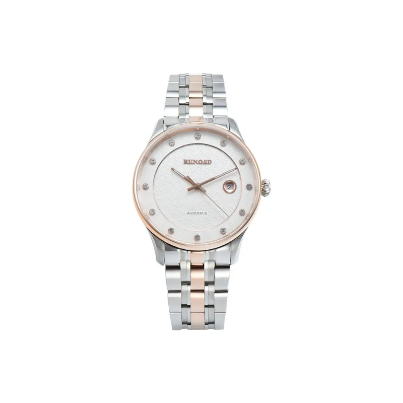 RUNOSD Mechanical Movement Stainless Steel Watchband Watch Men's Watches White Dial-0
