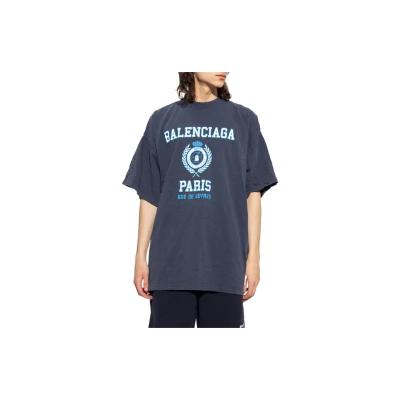 Balenciaga College Crest Crinkled T shirt-4