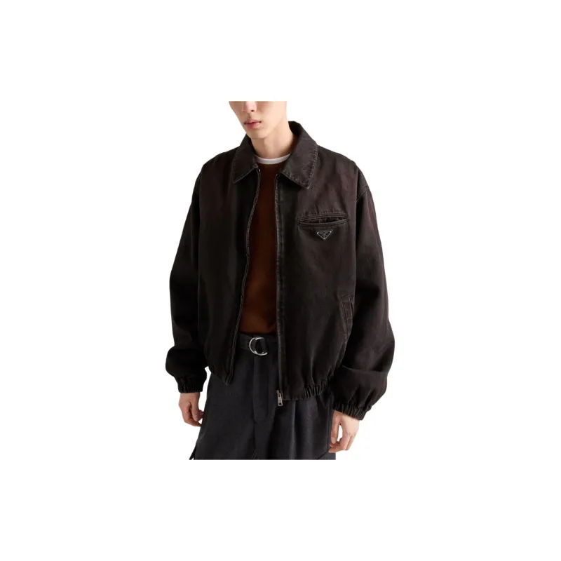 PRADA Zip Up Padded Denim Bomber Jacket-1