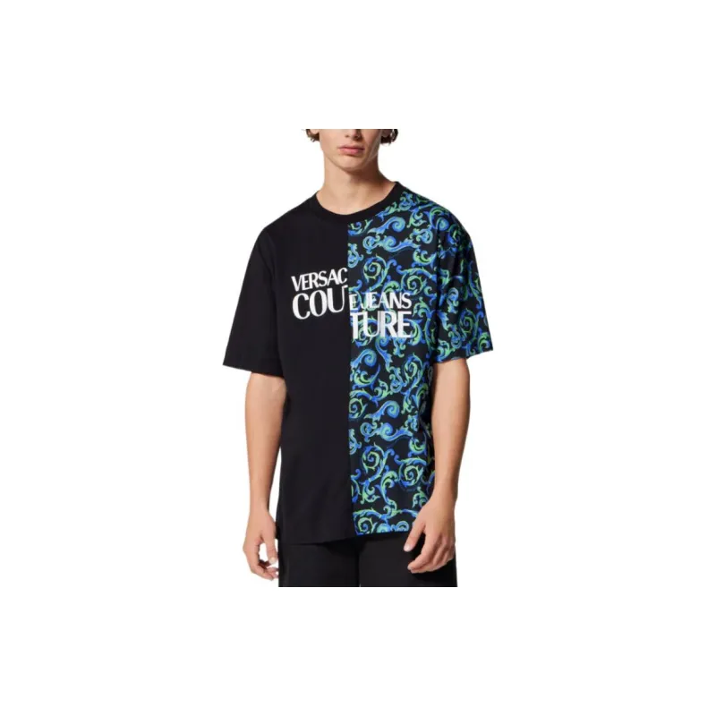 VERSACE JEANS COUTURE T Shirts Men Black Blue Multicolor-1