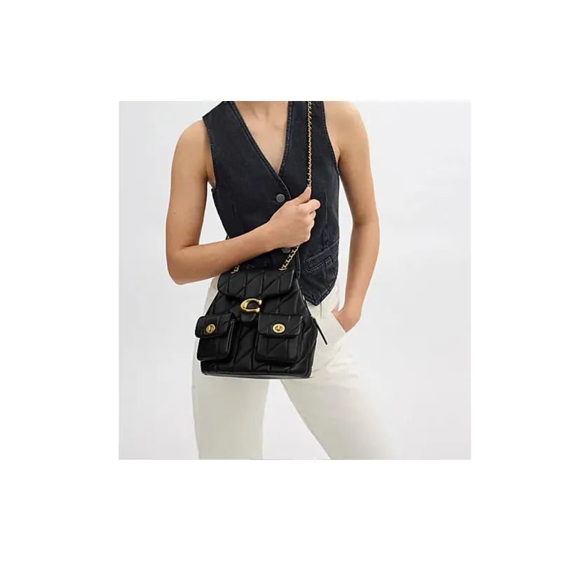COACH Tabby Quilting Sheepskin Backpack Trumpets Women's Black-4