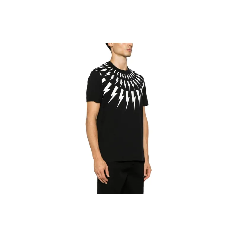 Neil Barrett Thunderbolt print Cotton T shirt-3