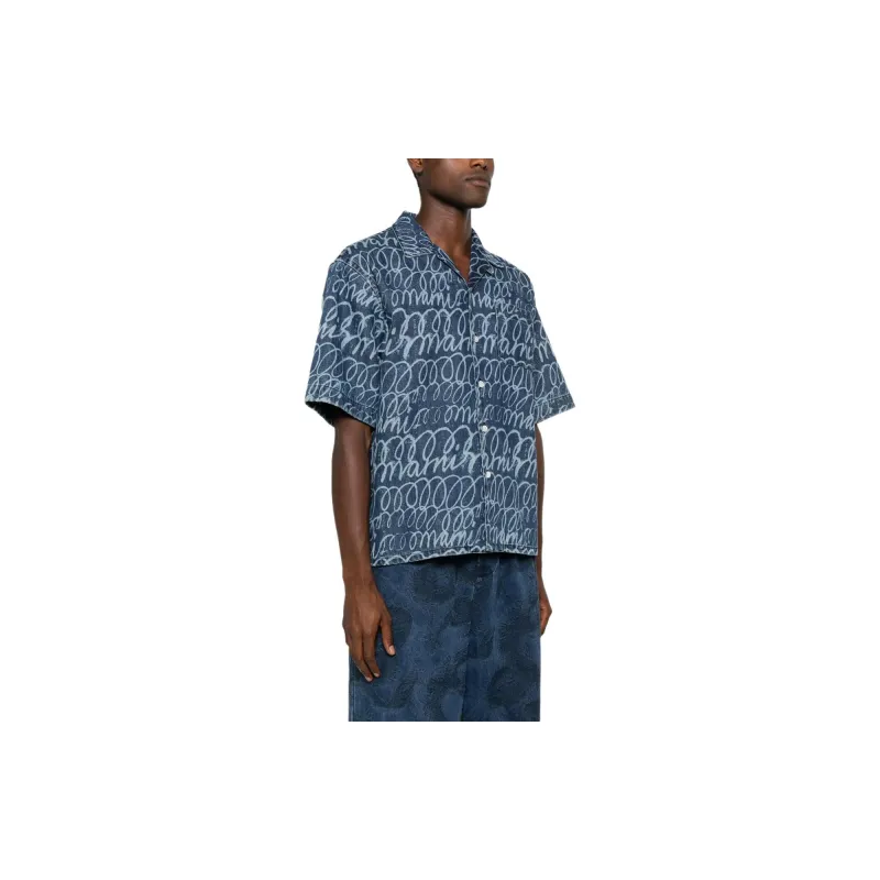 MARNI Echoes print Denim Shirt-3