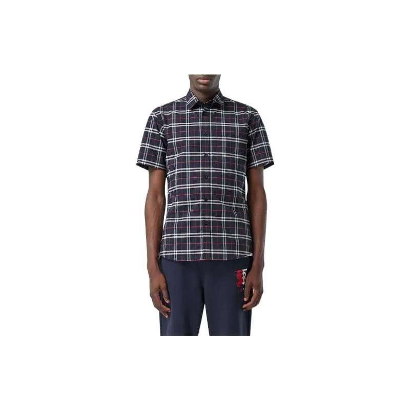 Burberry Shirts Men Marine Blue-4