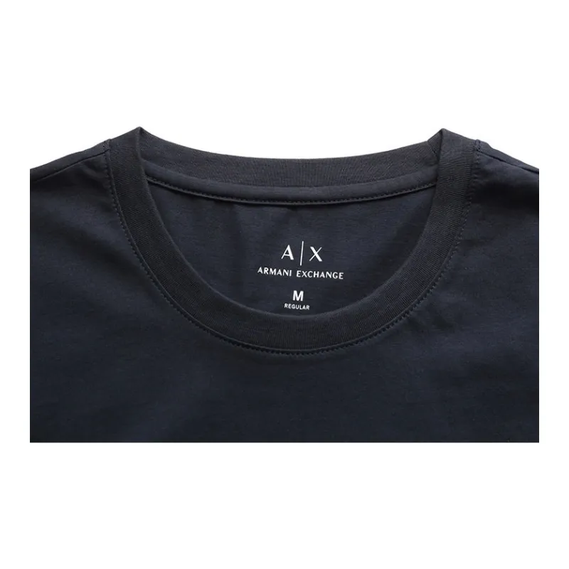 ARMANI EXCHANGE Letter Print Crew Neck Short Sleeved T Shirt T Shirt Men's Marine Blue-8