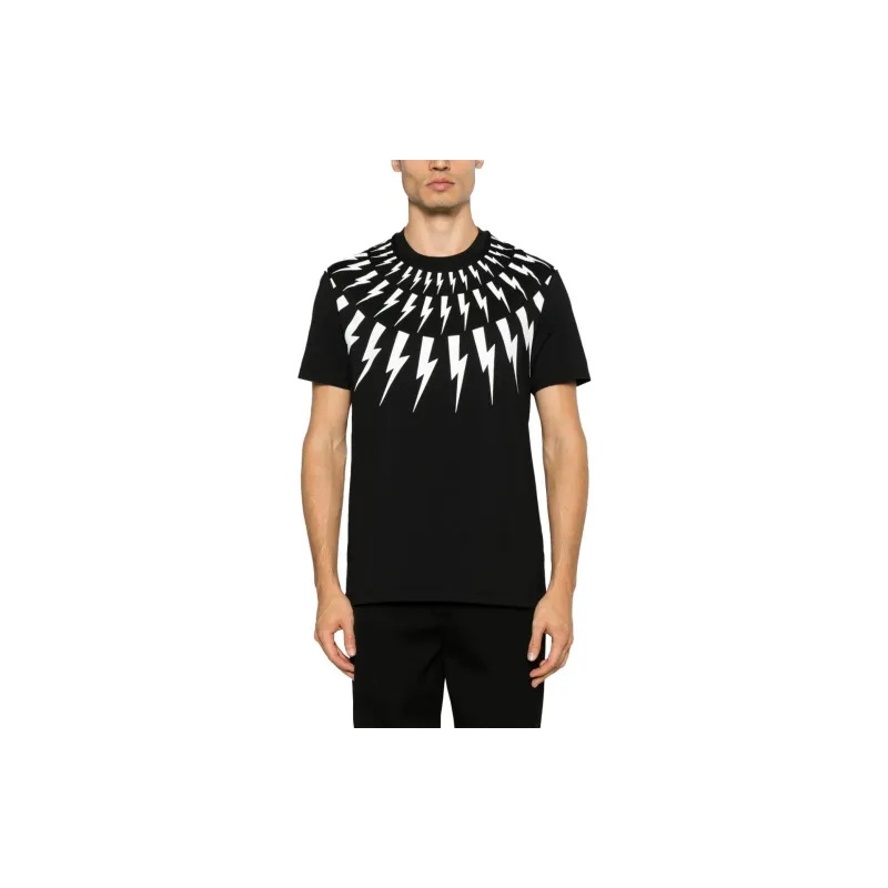 Neil Barrett Thunderbolt print Cotton T shirt-1