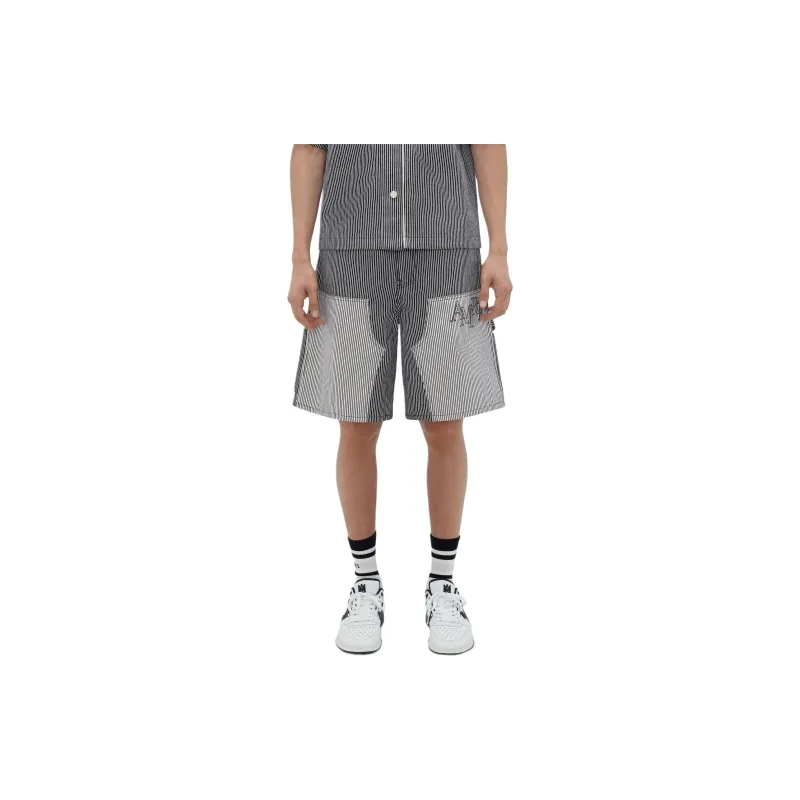 AMIRI Striped Denim Carpenter Short Denim Shorts Men's Black-1