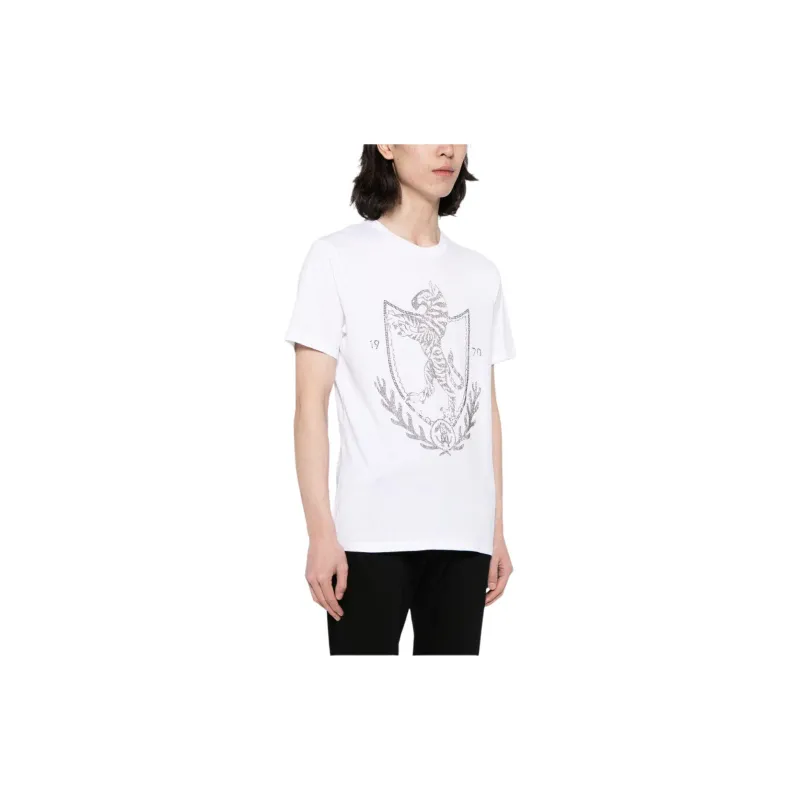 Roberto Cavalli Rhinestone logo Cotton T shirt-3