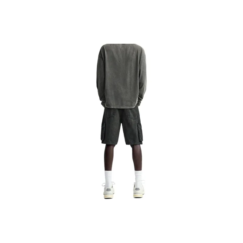 ZARA Denim Shorts Men Black-3