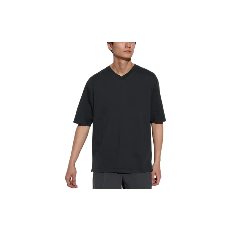 UNIQLO Drop Shoulder Sleeve T Shirt Men's Black-2