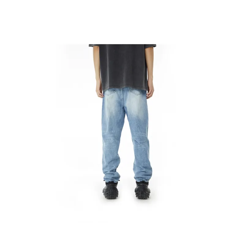 SandKnit Ripped Pants Jeans Unisex Light Blue-3