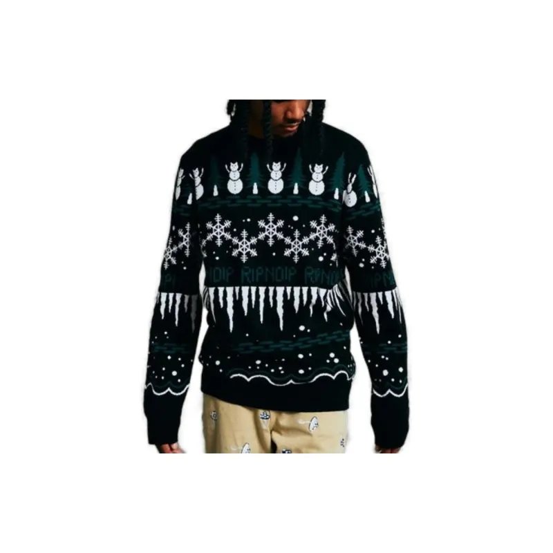 RIPNDIP FW23 Crew Neck Pullovers Unisex Street Style Long Sleeves Logo Sweater Unisex Black-2