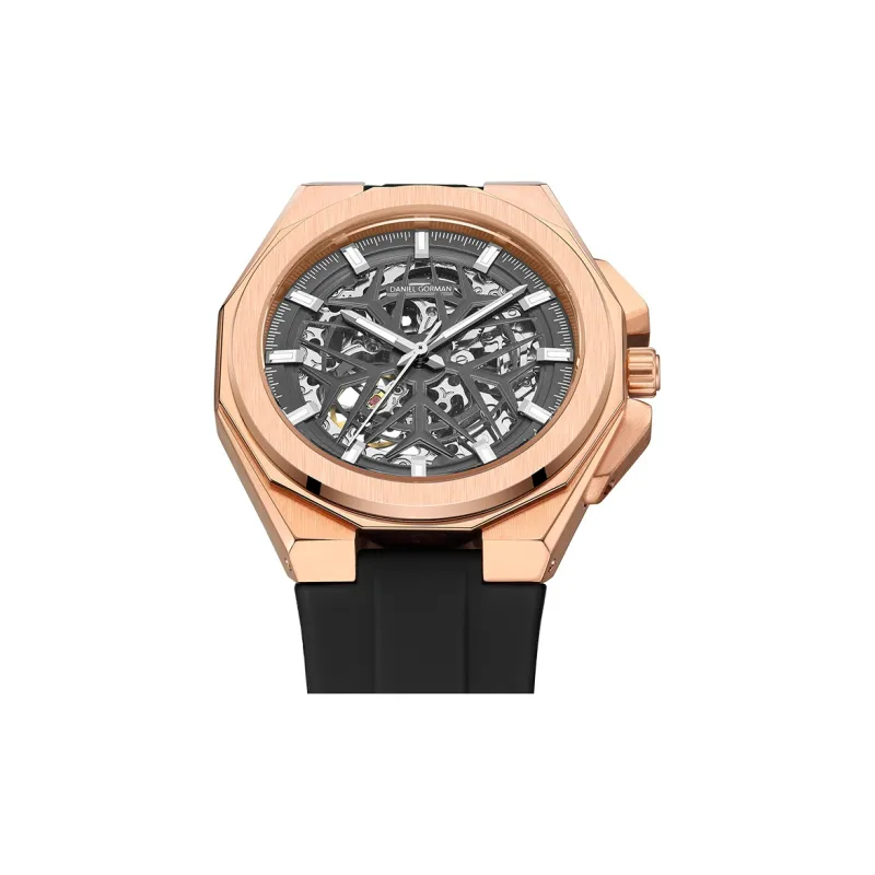 DANIEL GORMAN Daniel Golman Watch For Men Mechanical Movement Silicone Strap Watch Men's Watches Black Dial-2
