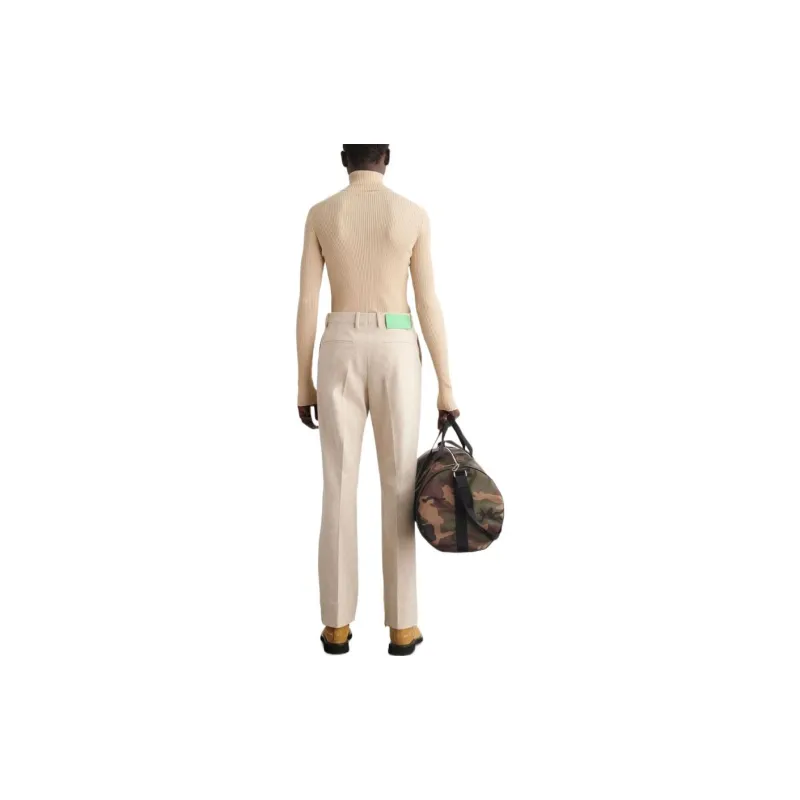 OFF WHITE Tag Wool Slim Zip Pant 'Beige'-2