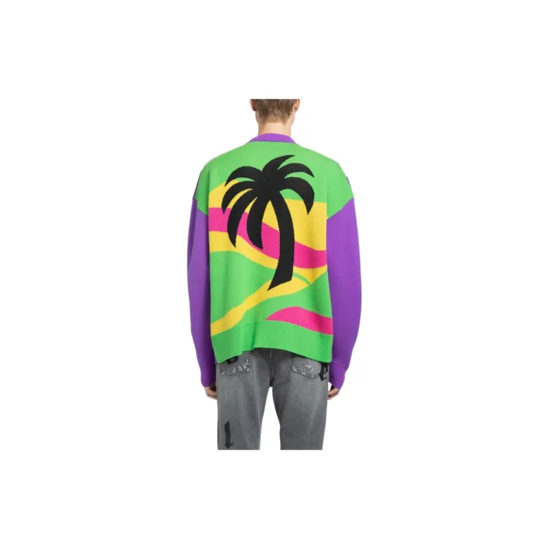 PALM ANGELS Palm Tree Intarsia Knit Crewneck Jumper-3