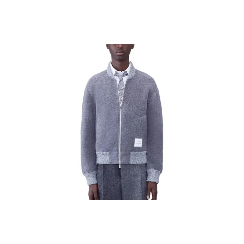 THOM BROWNE Logo Patch Zipped Bomber Jacket-1