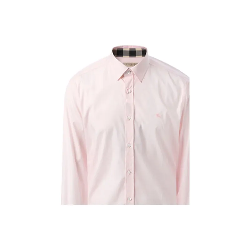 Burberry Mens Point Collar Single-Breasted Long-Sleeve Shirt Light Pink-4