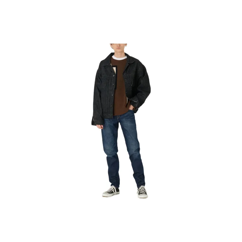 Levis Denim Jackets Men Black Gray-2