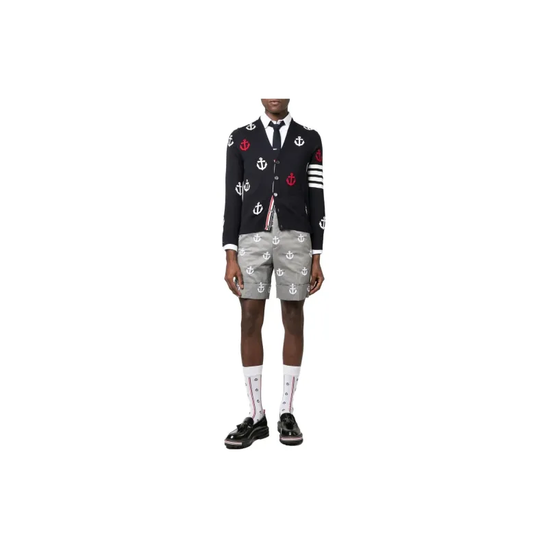 THOM BROWNE 4 Bar Anchor Intarsia Cardigan-1