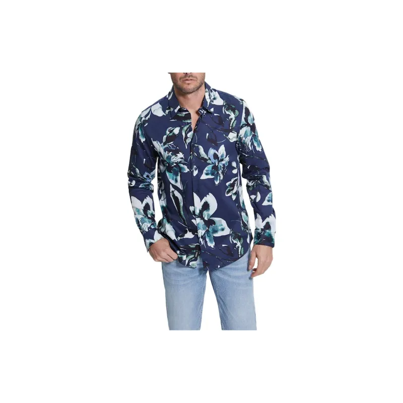 GUESS Shirts Men Blue-3