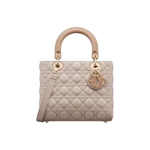 DIOR Lady Dior Cangrid Lambskin Shoulder Bag, Crossbody Bag, Handbag Medium Size Women's Cookie & Trench Coat Beige