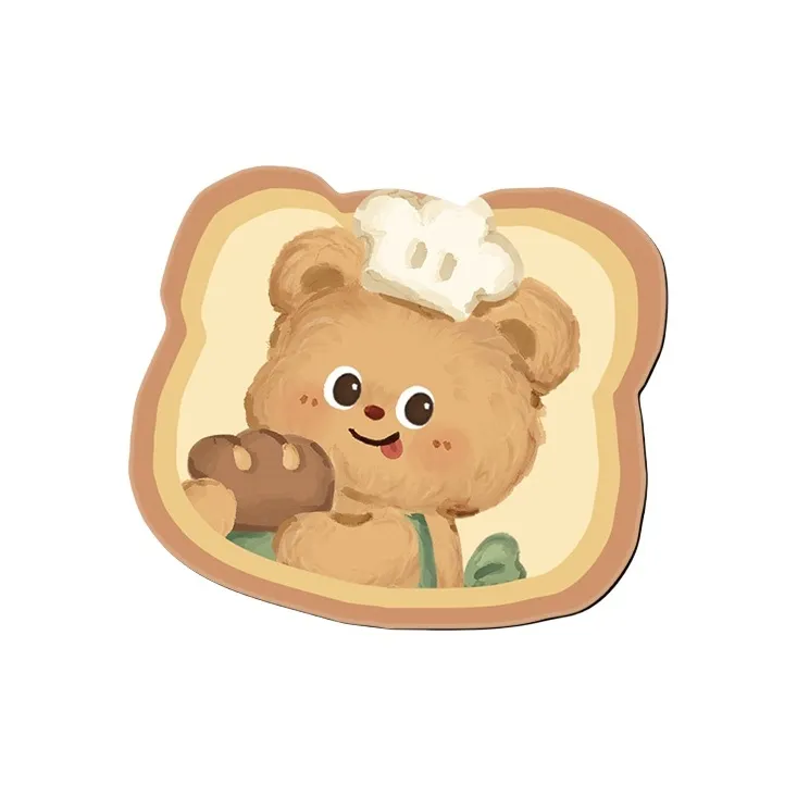 SHIBADU Rubber Cute Toast Bear Small Size Irregular Shape Mouse Pad Cartoon Office Desk Pad Mouse Pads-5