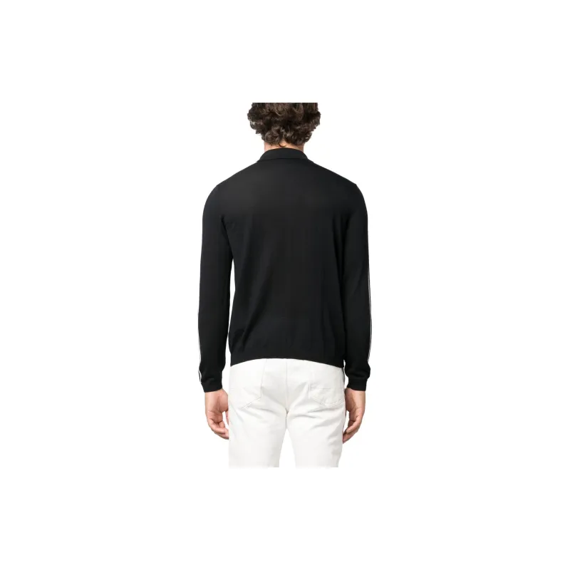 EMPORIO ARMANI Side Stripe Detailed Knitted Polo Jumper-3