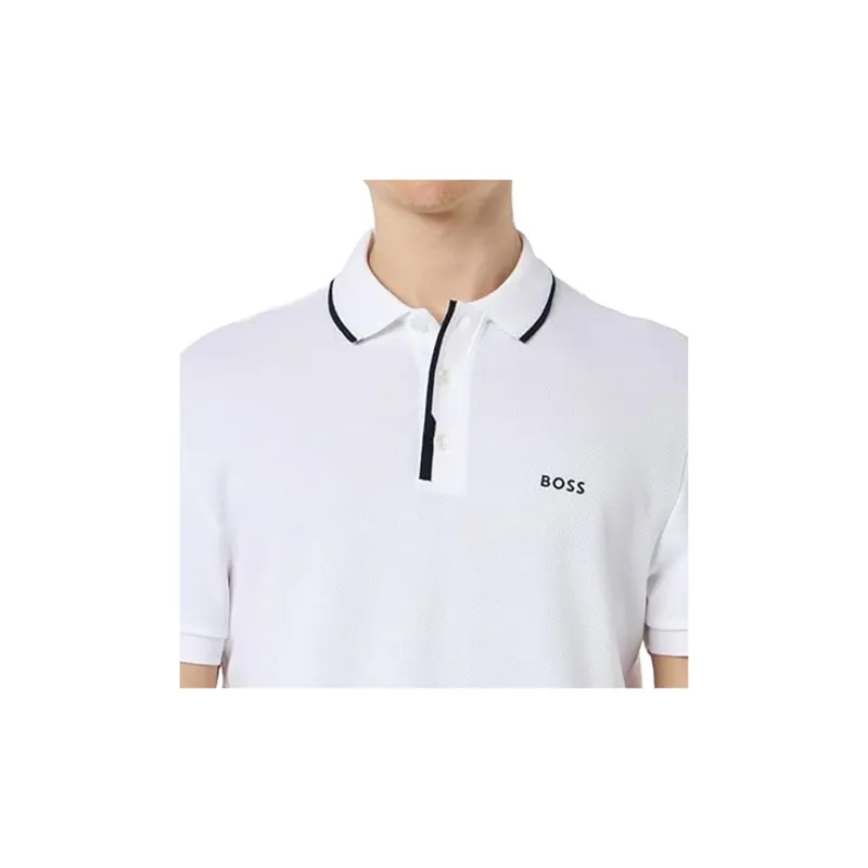 HUGO BOSS Logo print Cotton Polo Shirt-4