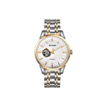 RUNOSD Automatic Mechanical Movement Stainless Steel Watchband Watch Men's Watches White Dial