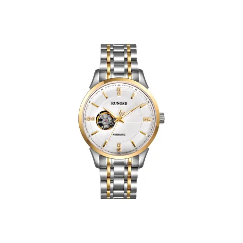 RUNOSD Automatic Mechanical Movement Stainless Steel Watchband Watch Men's Watches White Dial