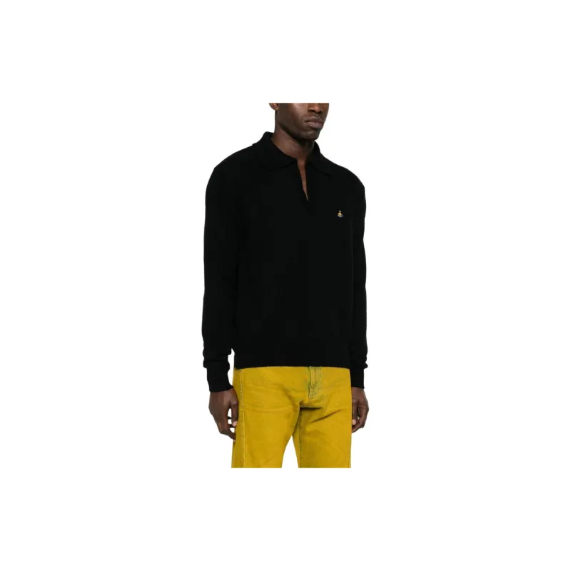 Vivienne Westwood Orb Embroidered Knitted Polo Shirt-3