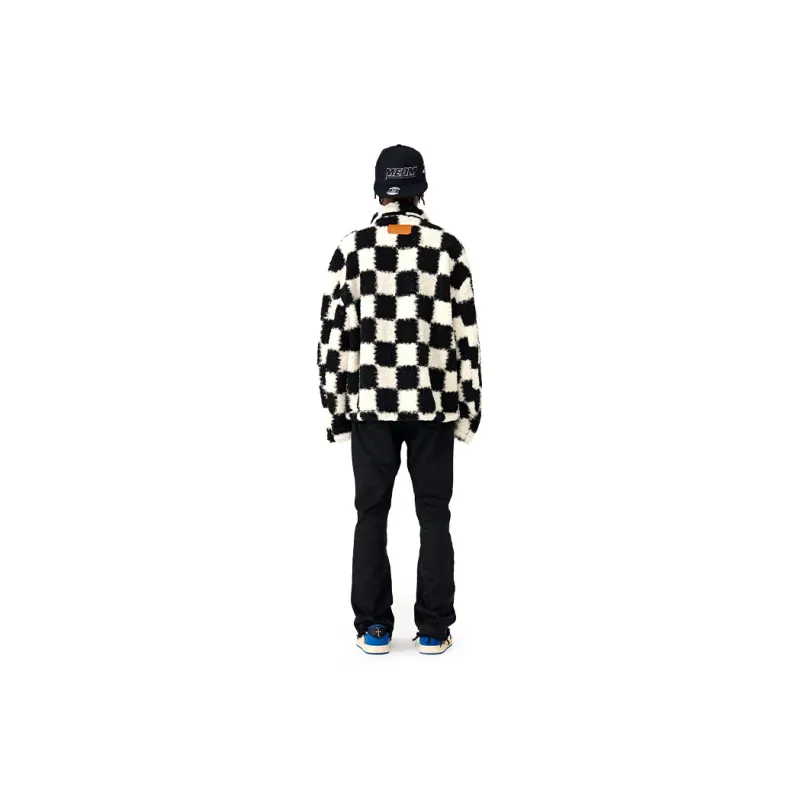 MEDM FW21 Plaid Diamond Stand Collar Loose Fit Thickened Puffer Jacket Unisex Black-3