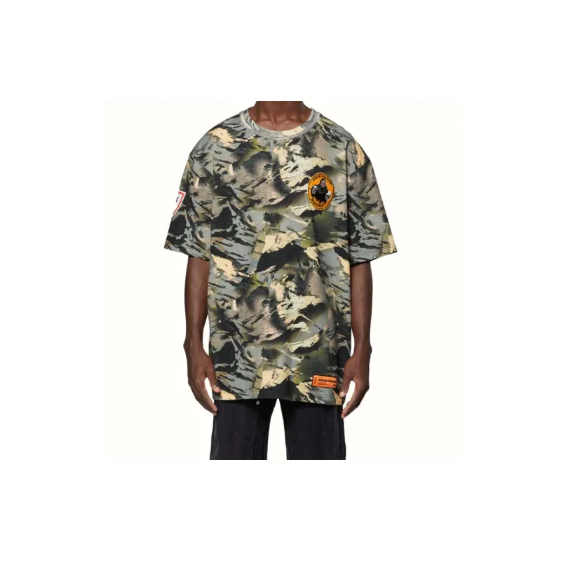 HERON PRESTON Camouflage print Cotton T shirt-1