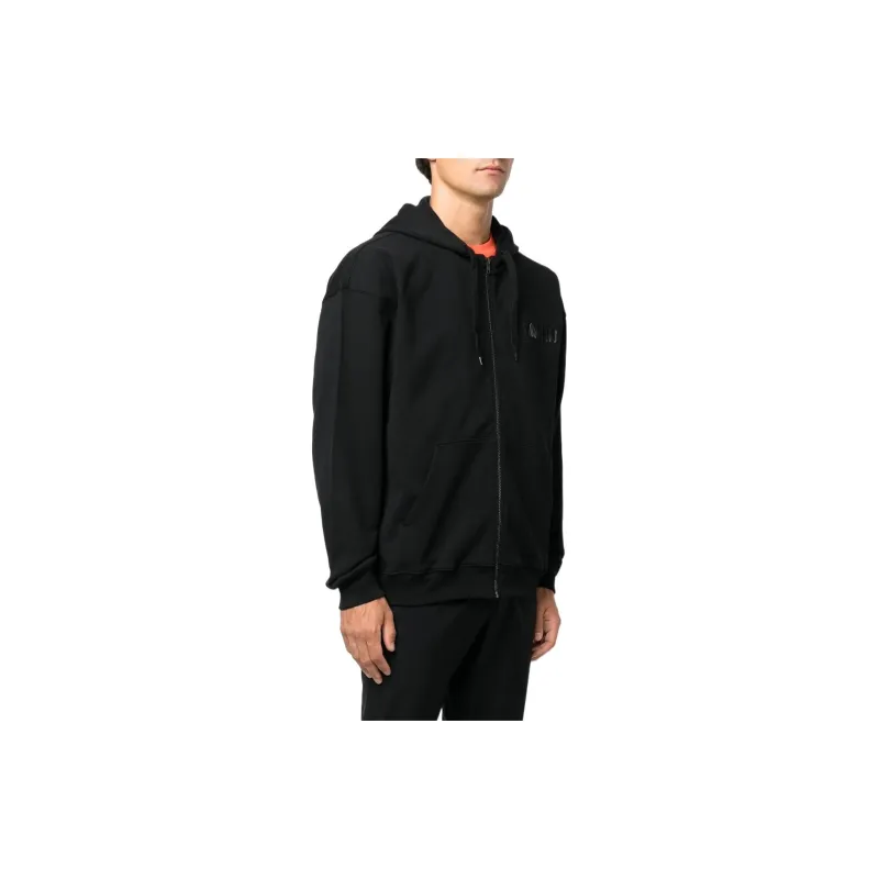 MOSCHINO Logo Printed Zipped Drawstring Hoodie-2