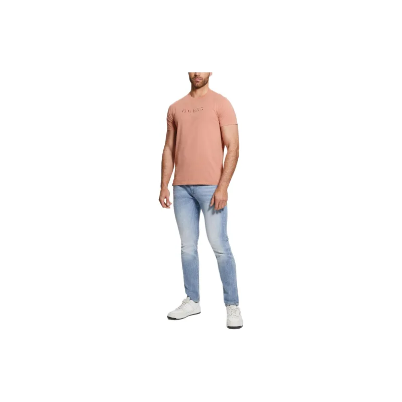 GUESS Embroidered Logo Tee T-Shirt Men's Satin Rose-2