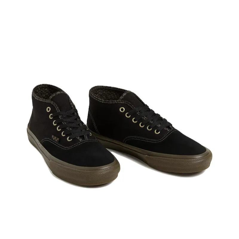 Vans Skate Authentic Non slip Lightweight Mid Top Skateboard Shoes Men's Black-2