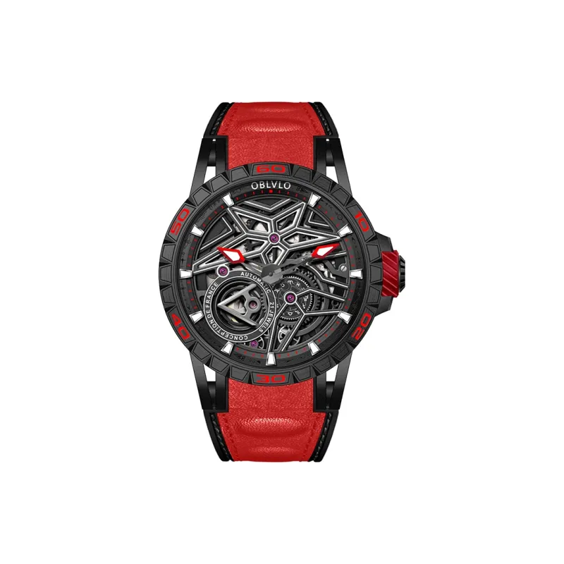 OBLVLO Automatic Mechanical Movement Watch Men's Watches Black Dial-5
