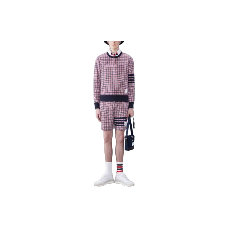 THOM BROWNE Check Jacquard 4 Bar Sweatshorts-2