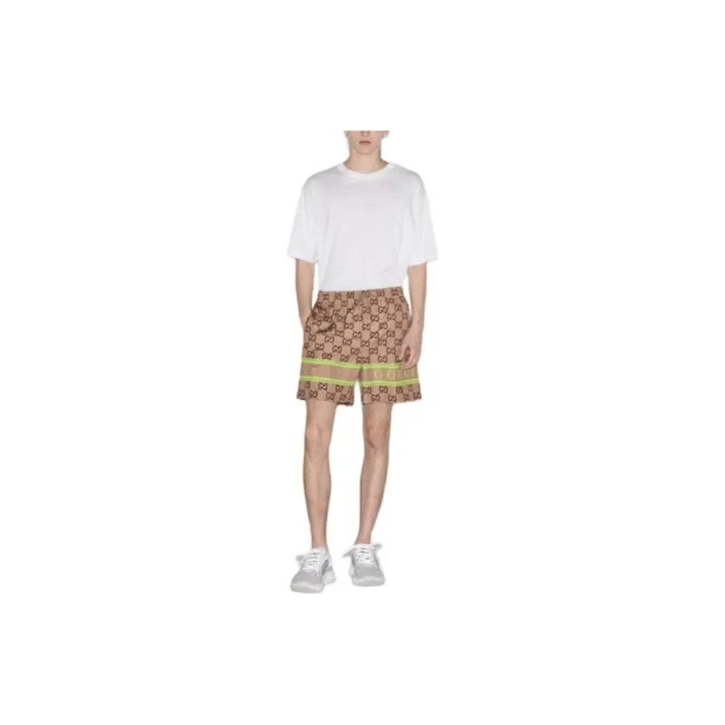 GUCCI Monogram print Drawstring Swim Shorts-1