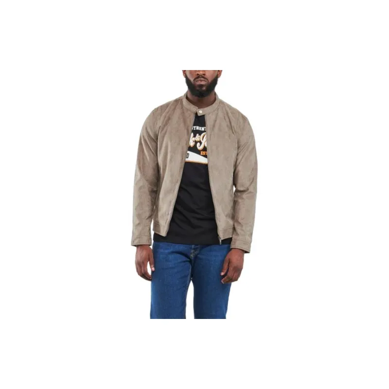 JACK JONES· Faux Leather Jackets Coats Men's Gray-1