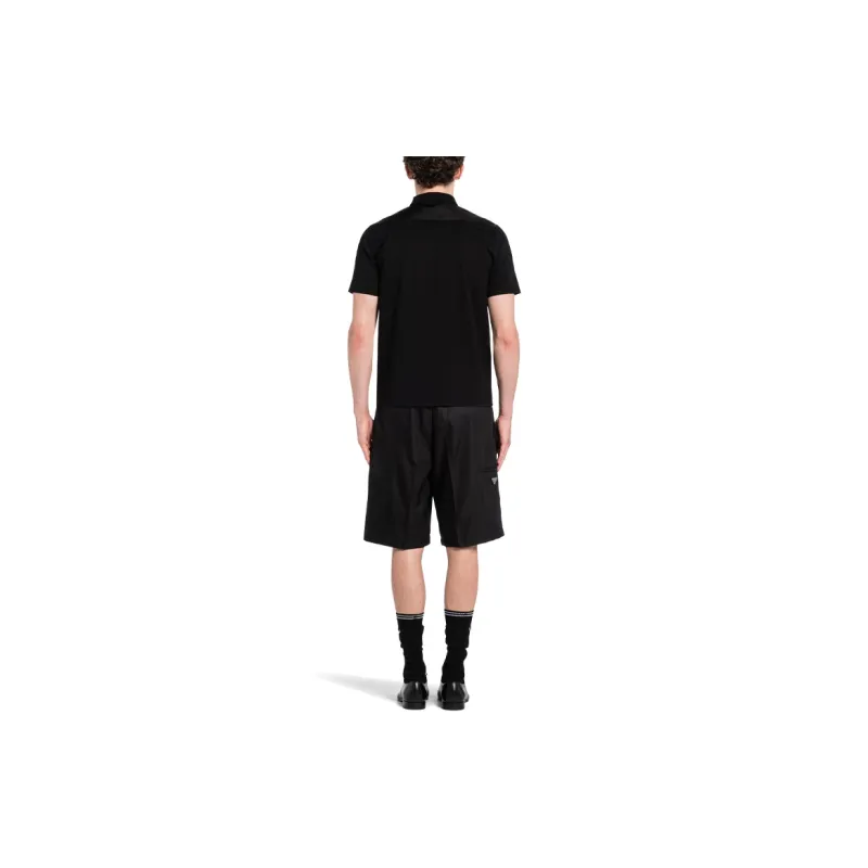 PRADA Logo Plaque Short Sleeved Polo Shirt-3
