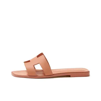 HERMES Oran Sandal Granit Rose Calfskin Leather