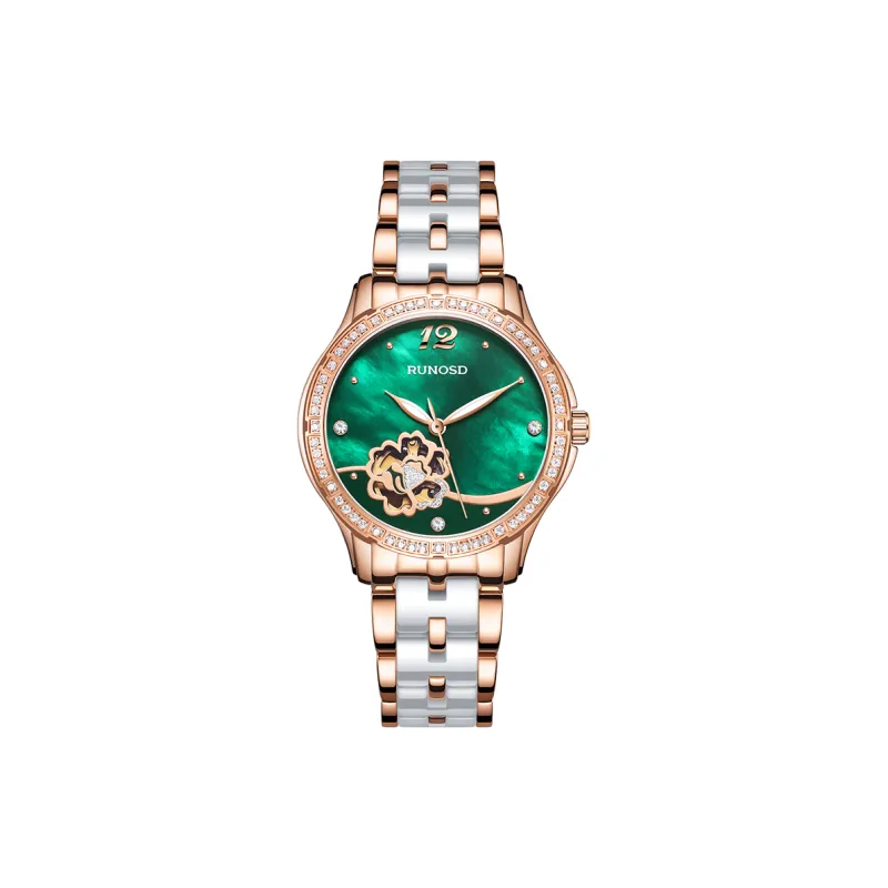 RUNOSD Mechanical Movement Ceramic Strap Watch Women's Watch White Dial-18