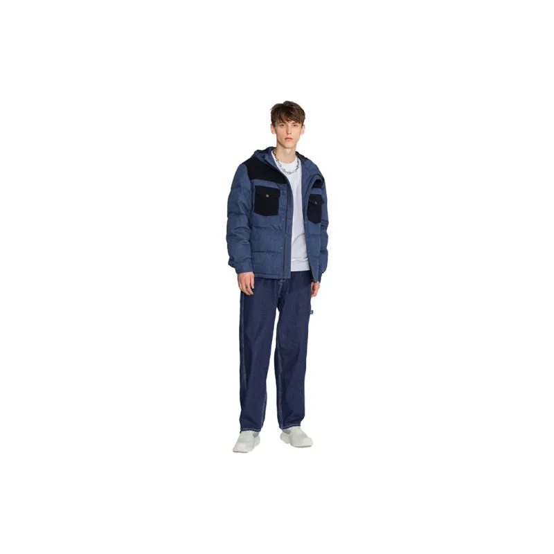 Lee FW22 Letter Hooded Down Jacket Men's Dark Blue-3