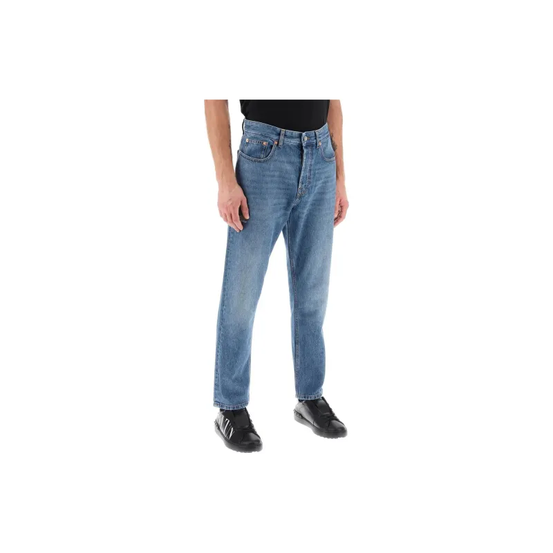 Valentino Logo Patch Cropped Jeans-3