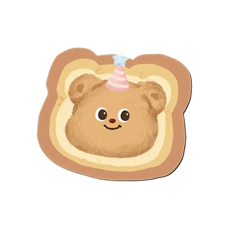 SHIBADU Rubber Cute Toast Bear Small Size Irregular Shape Mouse Pad Cartoon Office Desk Pad Mouse Pads-2