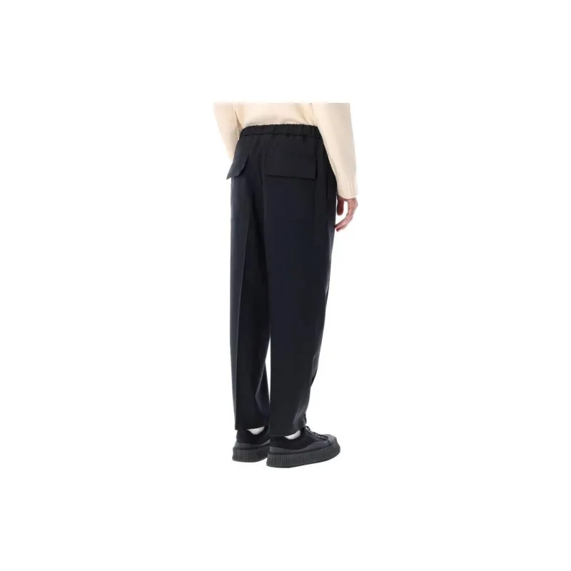 JIL SANDER Elastic Drawstring Waist Gabardine Trousers-2